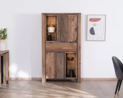 New Argentier avec éclairage intérieur et étagères verre