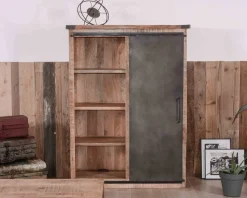 Sale Argentier industriel métal et bois 