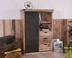 Sale Argentier industriel métal et bois 