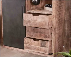 Sale Argentier industriel métal et bois 