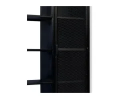 Clearance Armoire industrielle noire en métal 1 porte 4 étagères "Atelier" H.180 Vitrine Et Argentier|Etagère