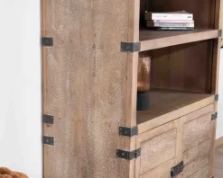Hot Armoire ouverte style vintage avec 2 portes en bois et métal "Voyage" Bibliothèque|Buffet Et Bahut