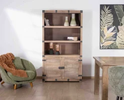 Hot Armoire ouverte style vintage avec 2 portes en bois et métal 