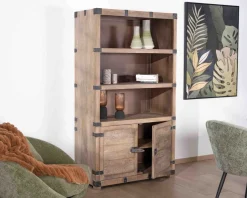 Hot Armoire ouverte style vintage avec 2 portes en bois et métal 