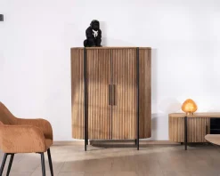 Discount Armoirette arrondie 120 cm en bois exotiques "Troms" Buffet Et Bahut