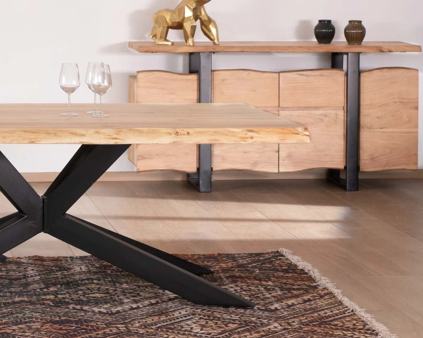 Best Bahut avec tiroirs en bois massif naturel "Zen Black" Buffet Et Bahut
