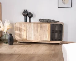 Outlet Bahut 180 cm en manguier design épuré japandi