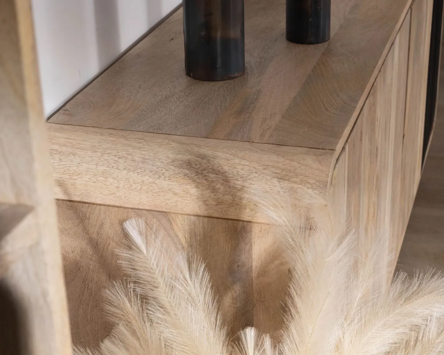 Outlet Bahut 180 cm en manguier design épuré japandi "Jappy" 4 portes Buffet Et Bahut