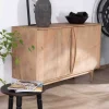Sale Bahut contemporain en manguier massif 2 portes avec poignées intégrées arc de cercle "Cabure" Buffet Et Bahut