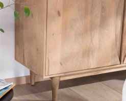 Sale Bahut contemporain en manguier massif 2 portes avec poignées intégrées arc de cercle