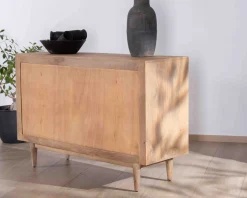 Sale Bahut contemporain en manguier massif 2 portes avec poignées intégrées arc de cercle