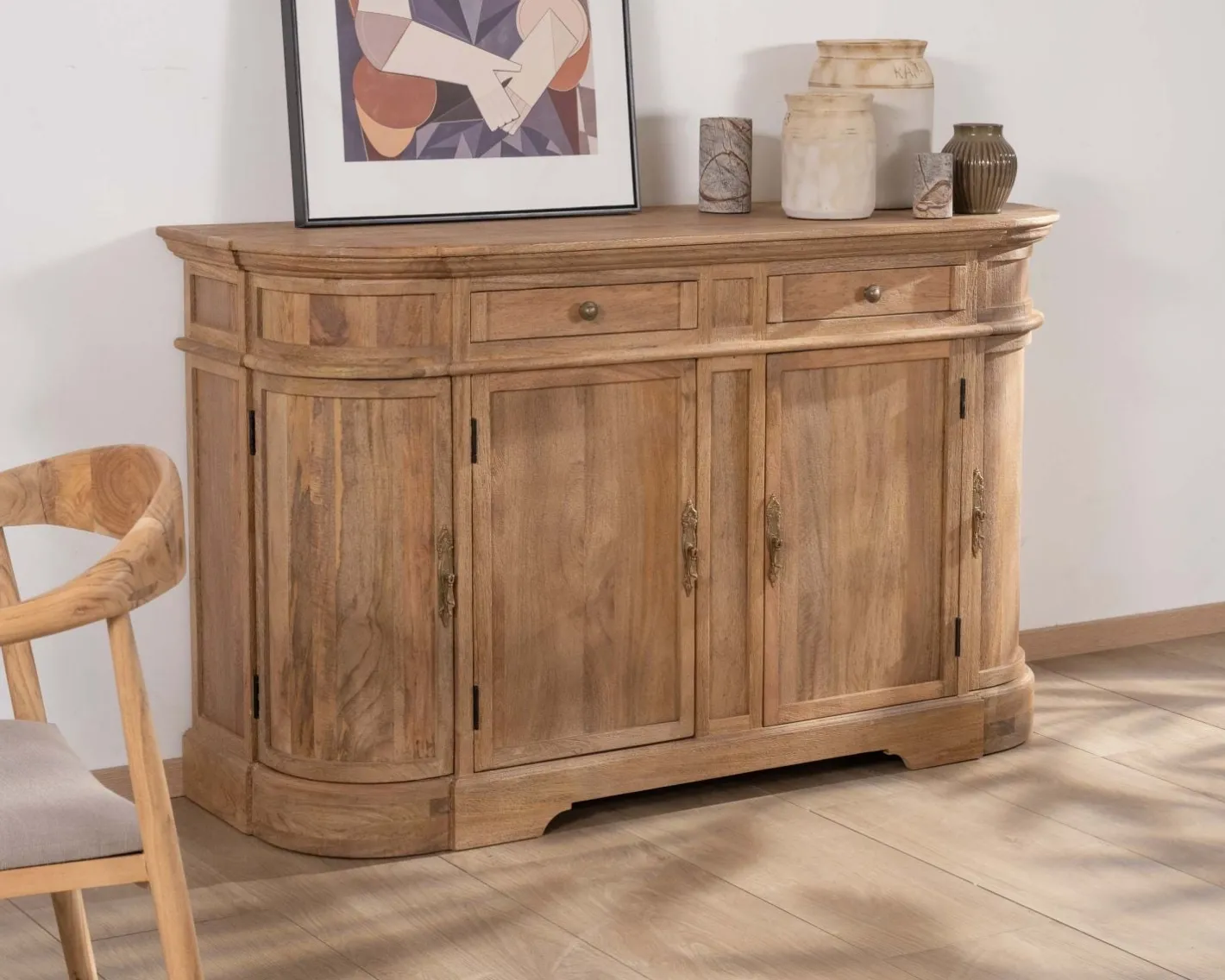 Hot Bahut en manguier massif avec bords arrondis 150 cm "Eglantine" Buffet Et Bahut