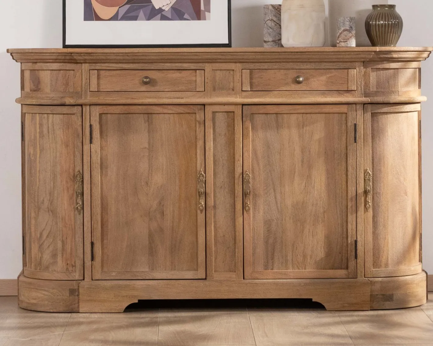 Hot Bahut en manguier massif avec bords arrondis 150 cm "Eglantine" Buffet Et Bahut