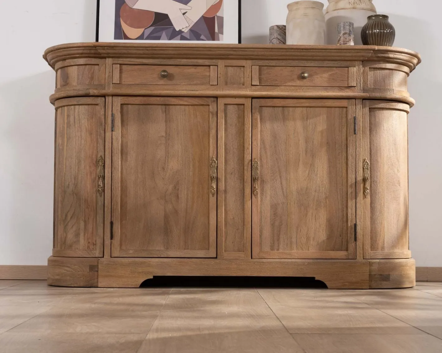 Hot Bahut en manguier massif avec bords arrondis 150 cm "Eglantine" Buffet Et Bahut