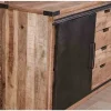 Outlet Bahut industriel portes coulissantes et tiroirs bois 180cm "Caractère" Buffet Et Bahut