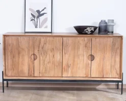 Hot Bahut 4 portes en acacia et métal 160 cm