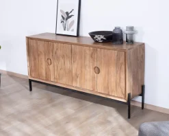 Hot Bahut 4 portes en acacia et métal 160 cm