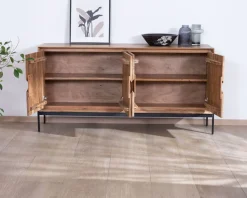 Hot Bahut 4 portes en acacia et métal 160 cm