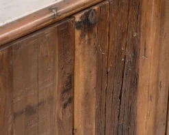 Discount Bahut 4 portes en bois recyclé et plateau marbre blanc