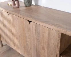 Outlet Bahut 3 portes et niches en manguier esprit japandi "Orobie" 180 cm Buffet Et Bahut
