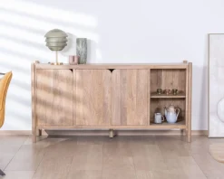 Outlet Bahut 3 portes et niches en manguier esprit japandi