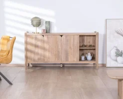 Outlet Bahut 3 portes et niches en manguier esprit japandi