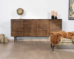 Sale Bahut rétro 4 portes en teck et manguier massif 183cm