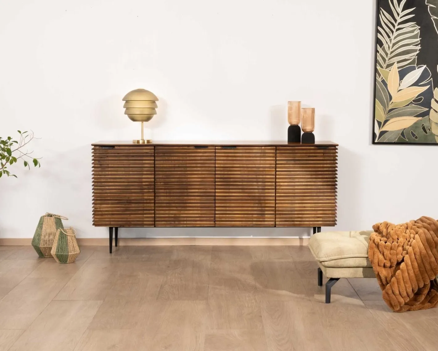 Sale Bahut rétro 4 portes en teck et manguier massif 183cm "Sheffield" Buffet Et Bahut