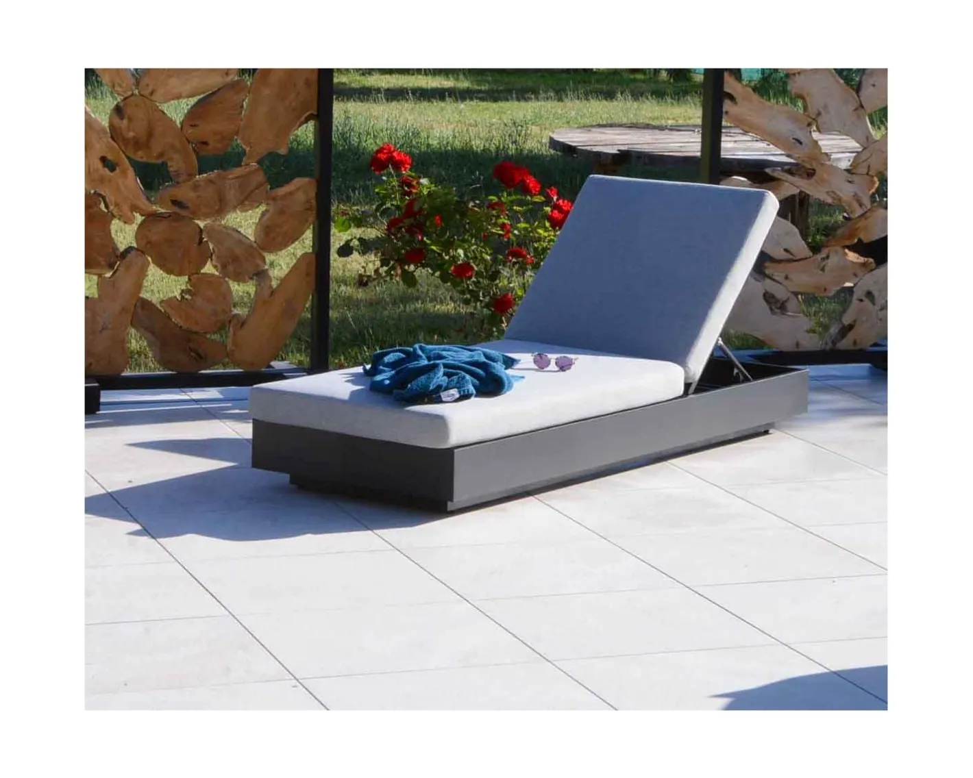 Discount Bain de soleil aluminium et tissu gris clair 1 place "Lisboa" Bain De Soleil