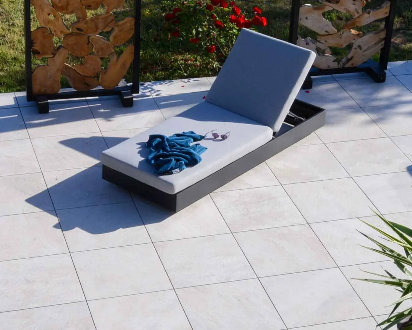 Discount Bain de soleil aluminium et tissu gris clair 1 place "Lisboa" Bain De Soleil