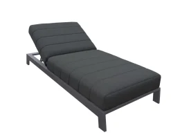 New Bain de soleil 90 cm de large en aluminium noir et matelas gris