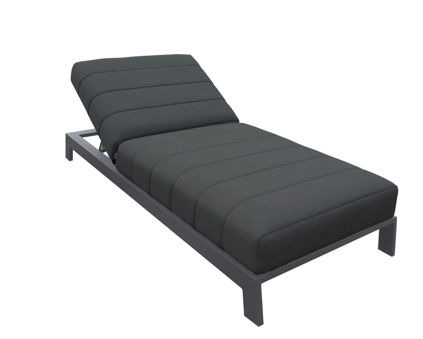 New Bain de soleil 90 cm de large en aluminium noir et matelas gris "Terrasse" Bain De Soleil