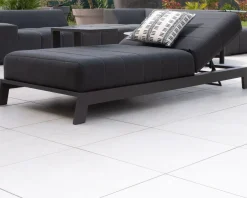 New Bain de soleil 90 cm de large en aluminium noir et matelas gris