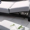 Hot Bain de soleil confort tissu Sunbrella gris clair structure aluminium noire "Terrasse" Bain De Soleil