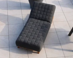 New Bain de soleil design tissu Sunbrella gris foncé et teck