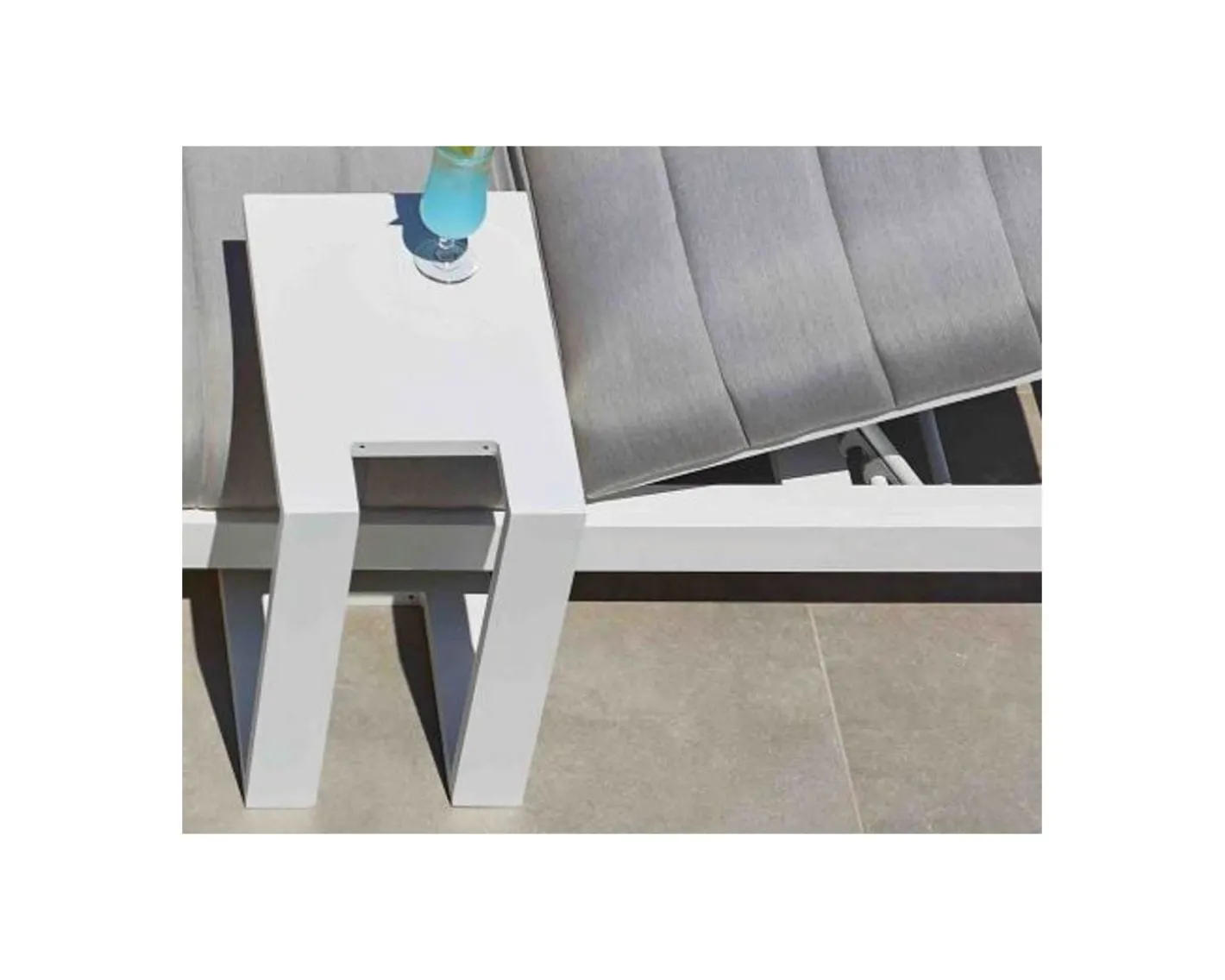 Clearance Bain de soleil double blanc et gris matelassé haut de gamme "Terrasse" Bain De Soleil