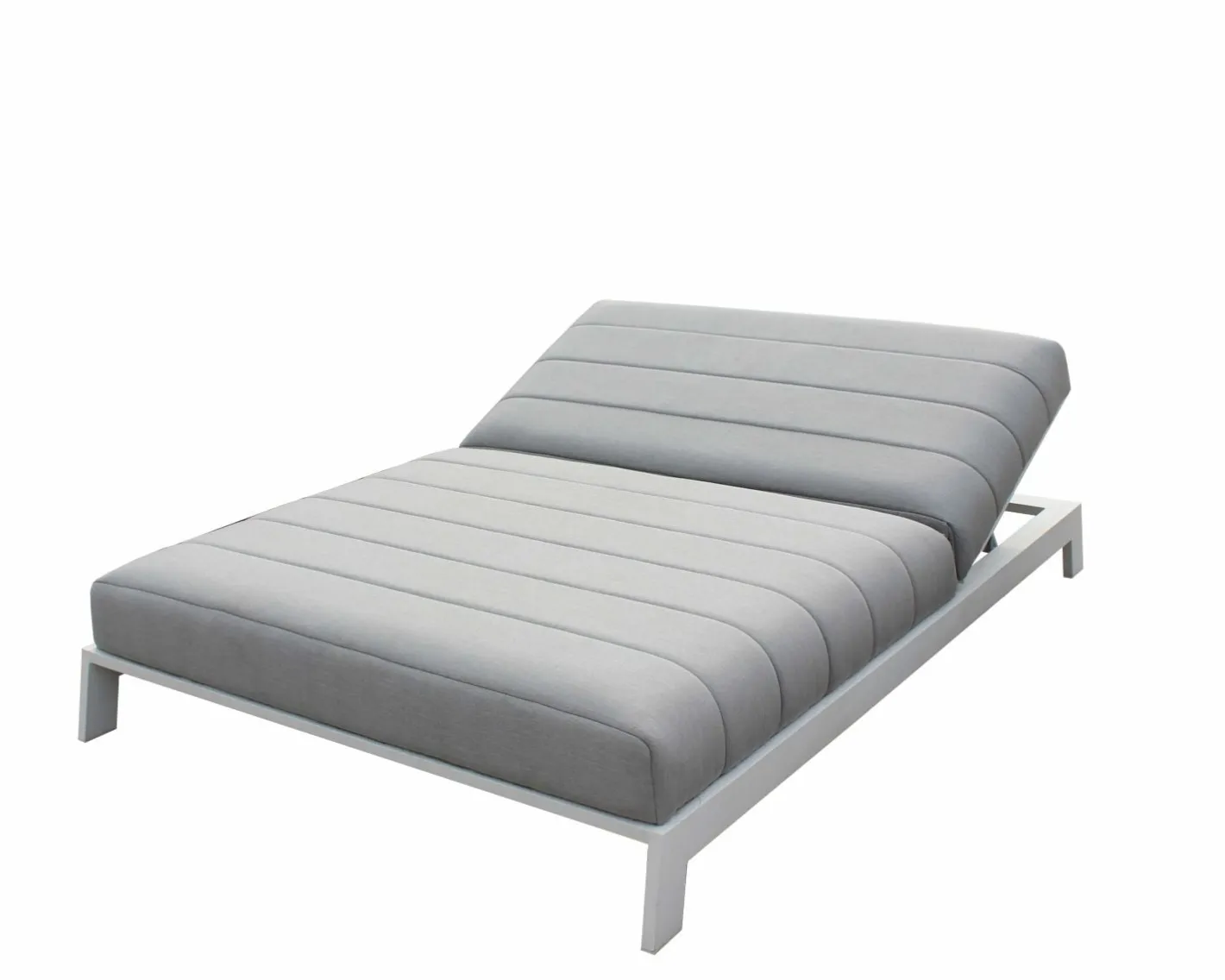 Clearance Bain de soleil double blanc et gris matelassé haut de gamme "Terrasse" Bain De Soleil