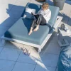 Best Bain de soleil double en tissu turquoise et aluminium blanc "Nusa Pedina" Bain De Soleil