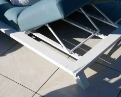 Best Bain de soleil double en tissu turquoise et aluminium blanc