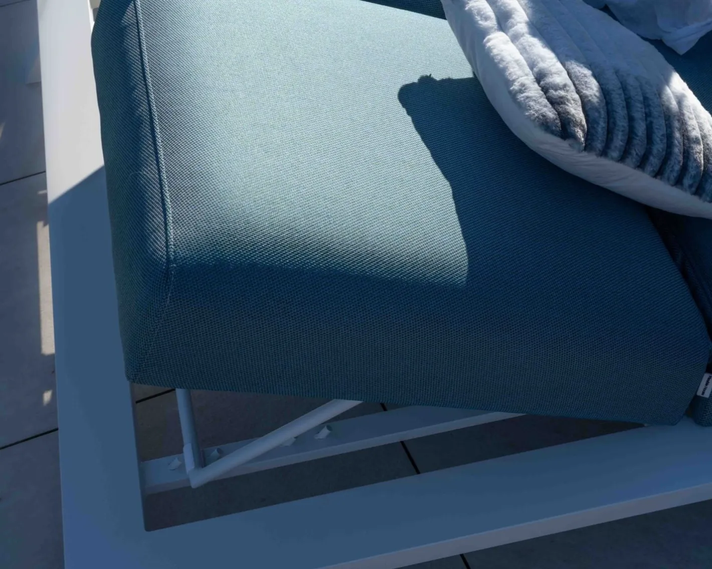 Best Bain de soleil double en tissu turquoise et aluminium blanc "Nusa Pedina" Bain De Soleil