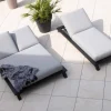 Online Bain de soleil double tissu Sunbrella gris clair structure aluminium noire "Nusa Pedina" Bain De Soleil