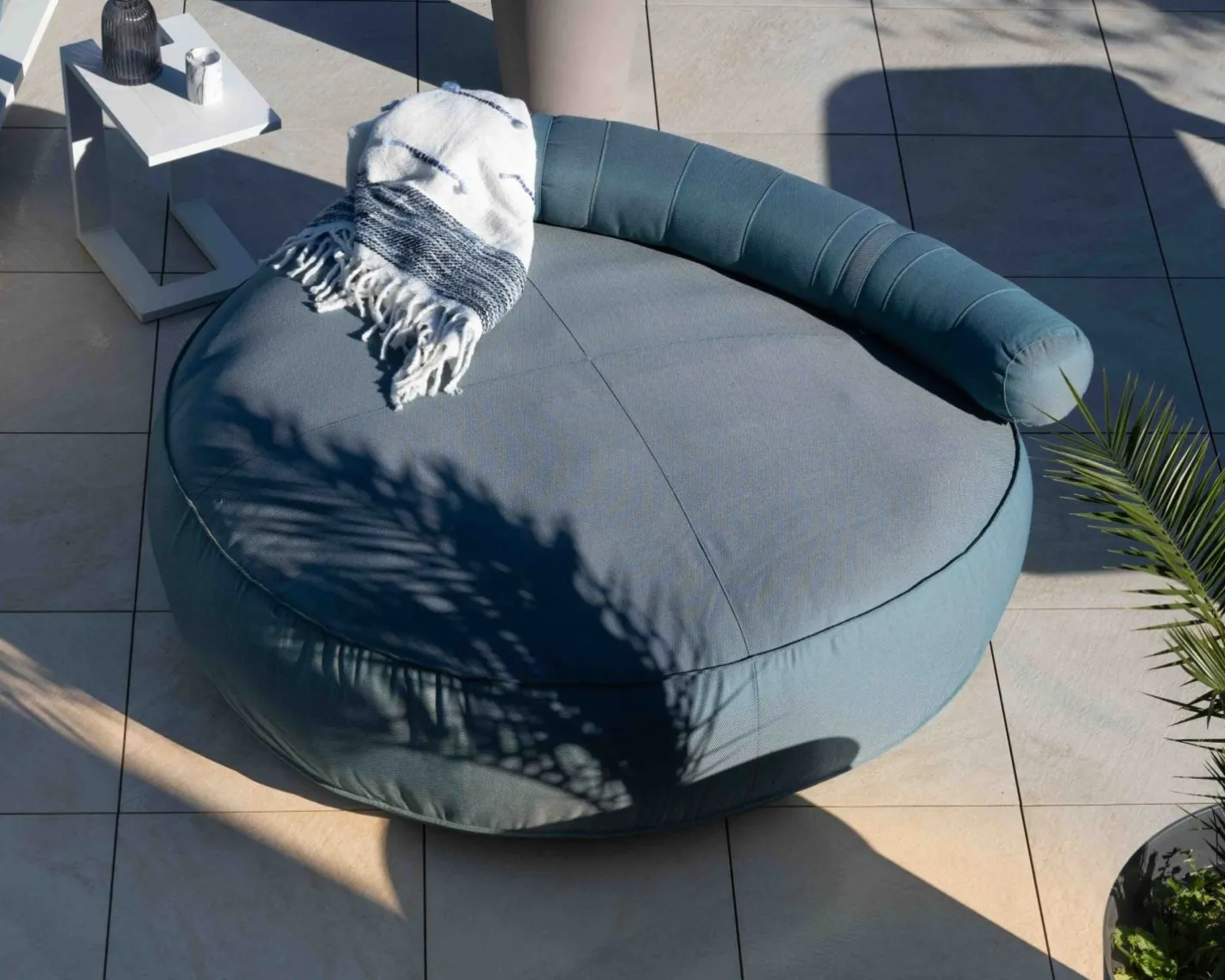 Sale Bain de soleil moelleux diamètre 1m80 "Saint Tropez" en tissu turquoise Bain De Soleil