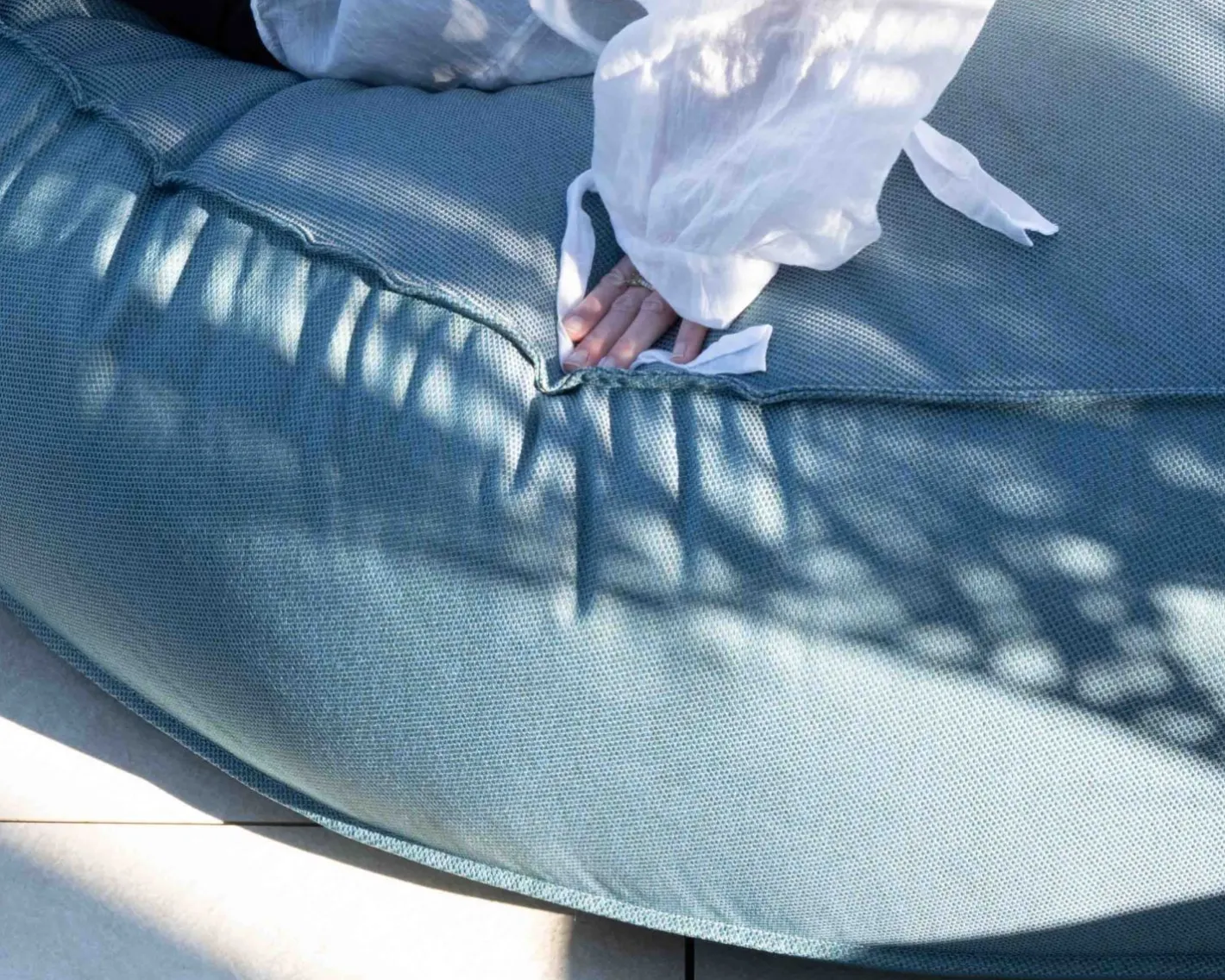 Sale Bain de soleil moelleux diamètre 1m80 "Saint Tropez" en tissu turquoise Bain De Soleil