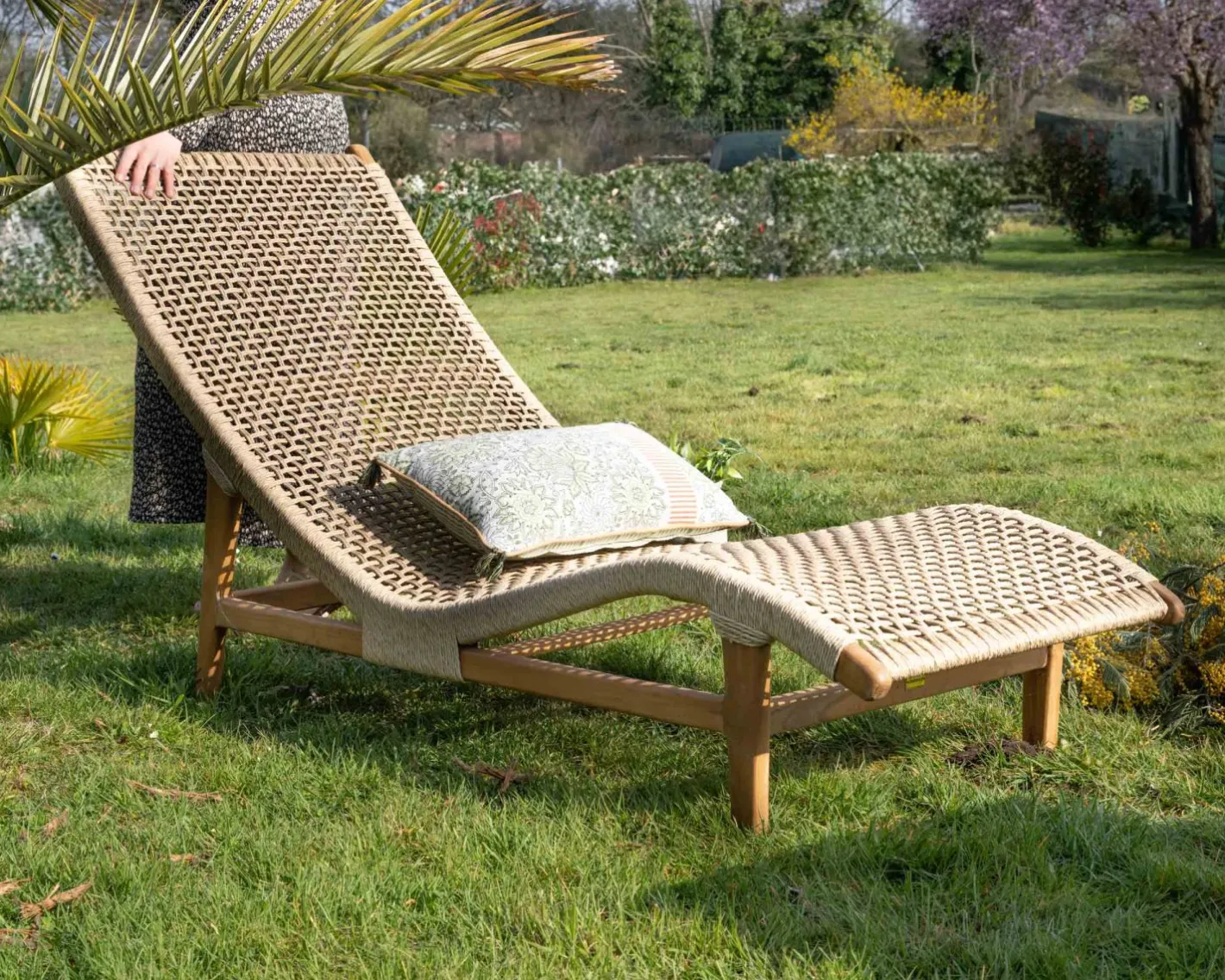 Bain de soleil 1 place en teck "Alizé" avec assise tressée Bain De Soleil