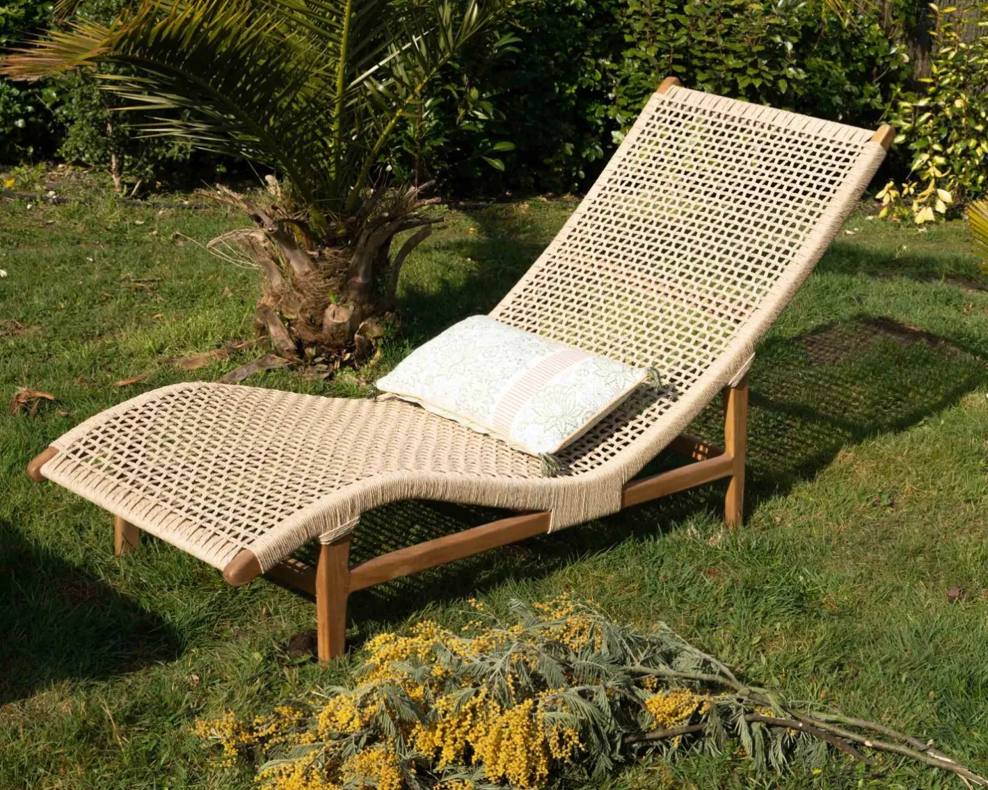 Bain de soleil 1 place en teck "Alizé" avec assise tressée Bain De Soleil