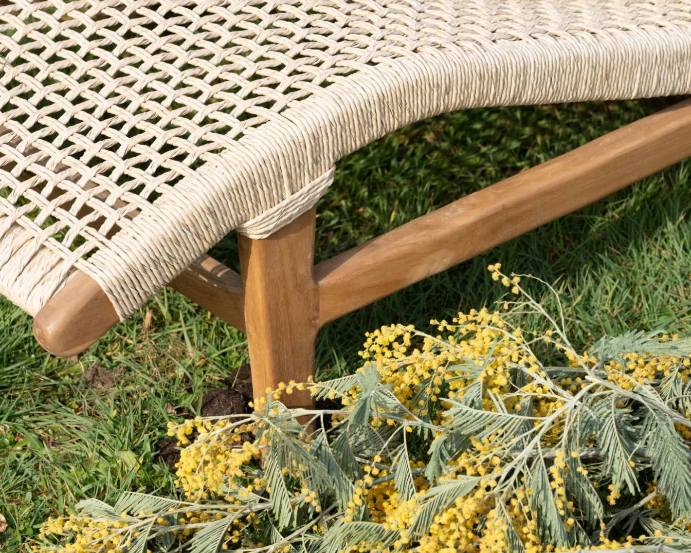 Bain de soleil 1 place en teck "Alizé" avec assise tressée Bain De Soleil