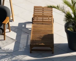 Best Bain de soleil 1 place en teck massif avec roulettes "Estiva" Bain De Soleil