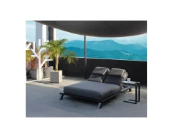 Outlet Bain de soleil 2 places gris foncé Sunbrella et alu noir 
