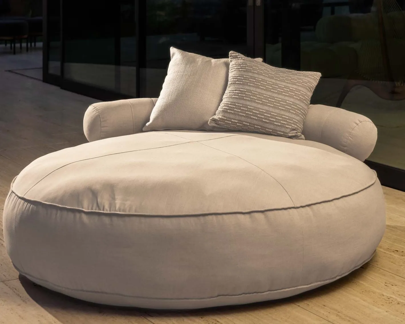 Clearance Bain de soleil rond et moelleux beige diamètre 1m80 "Saint Tropez" Bain De Soleil
