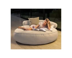 Clearance Bain de soleil rond et moelleux beige diamètre 1m80